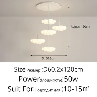 DecorBites™ Cloud White Floating Pendant Chandelier for Dining Room, Kitchen Island, Indoor Lighting