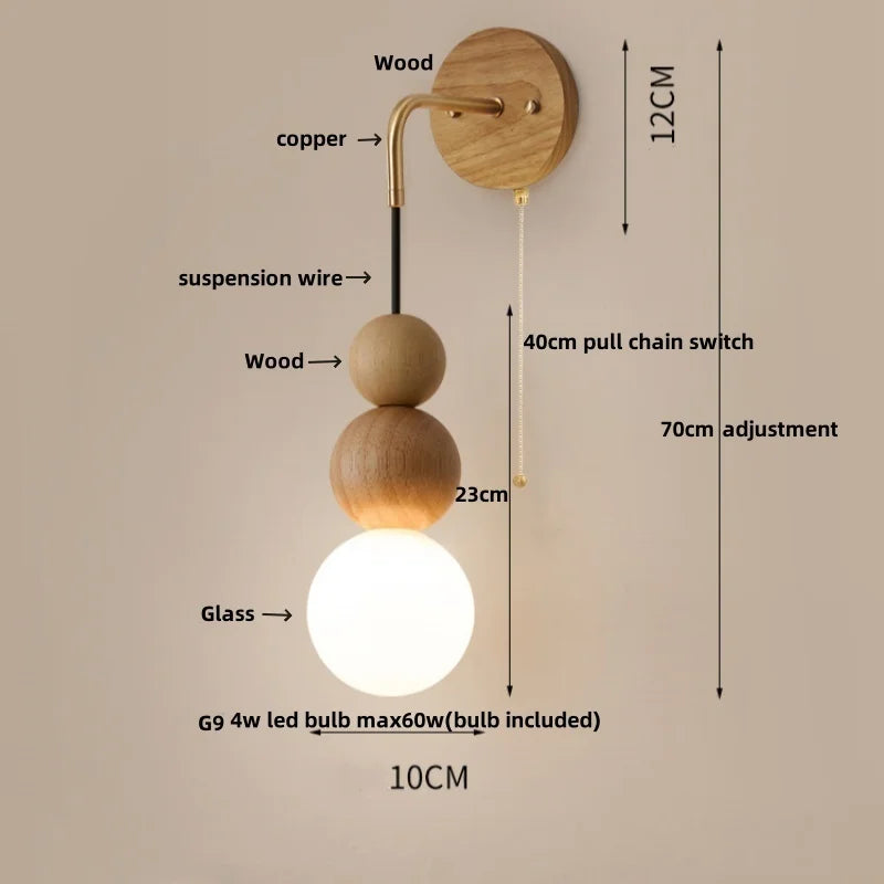 DecorBites™ LED Walnut Wood Wall Light Sconce with Adjustable Acrylic Lamparas
