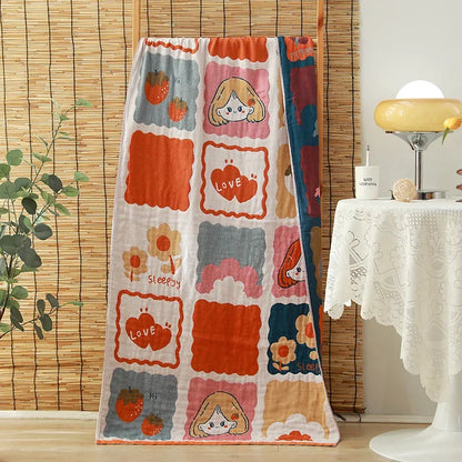 DecorBites™ Cotton Gauze Adult Bath Towels: Luxury, Quick-Dry, Soft & Absorbent