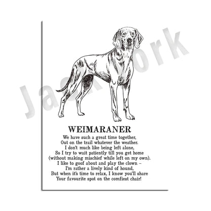 DecorBites™ Dog Breed Poetry Poster Collection: Vizsla, Pomeranian, Manchester Terrier, and More