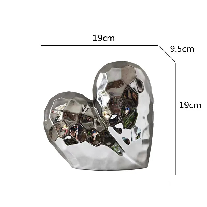Gold Heart Ceramic Sculpture