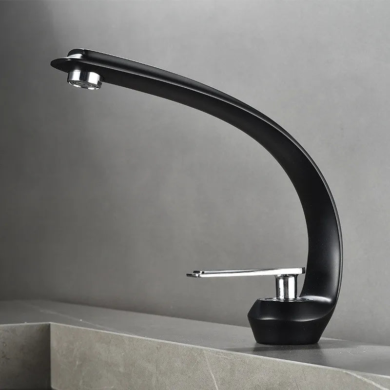 Gold Black Brass Faucet With Single Handle