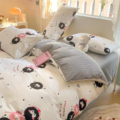 DecorBites™ Cotton Floral Print Bedding Set: Comfortable Sleep Quilt Cover & Fitted Sheet in All Seasons
