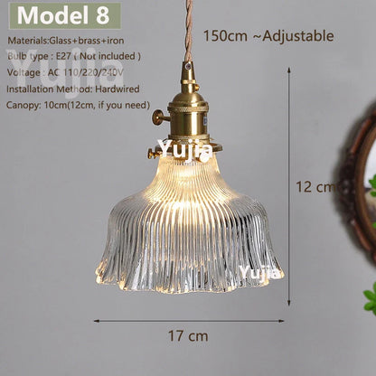 Vintage Green Glass Pendant Light With Brass Details