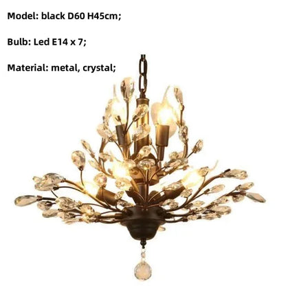 DecorBites™ Crystal Tree Chandelier Ceiling Light for Bedroom with LED E14 Bulbs