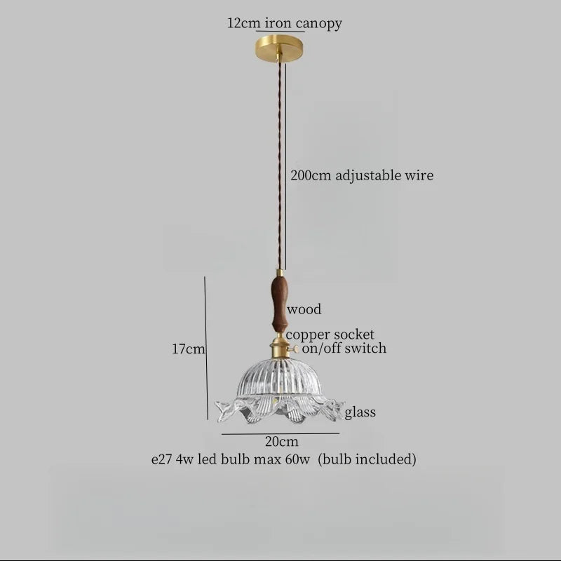 DecorBites™ Clear Glass LED Pendant Light for Bedside Living Dining Decor