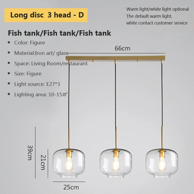 DecorBites™ Industrial Loft Glass Pendant Light for Kitchen Restaurant Decor