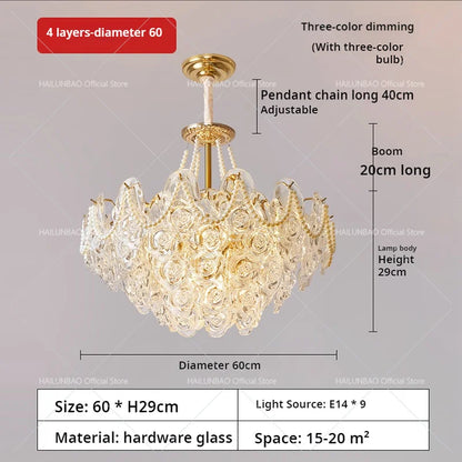 DecorBites™ French Chandelier Pearl Glass Rose 2024 Master Bedroom Lighting