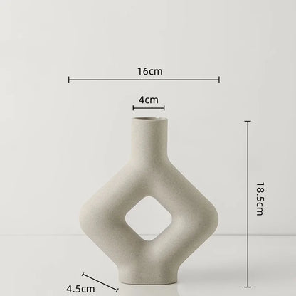 DecorBites™ Geometric Ceramic Vase: Hollowed-out Letters Flower Arrangement Home Decor