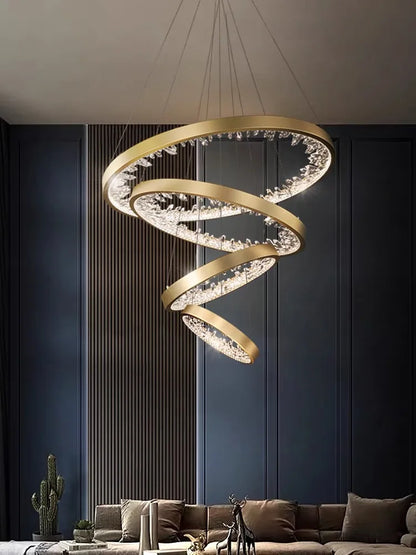 DecorBites™ Crystal Led Chandelier: Modern Luxury K9 Ring Dimmable Circle Hanging Lamp - Bedroom Living Dining Room Lighting