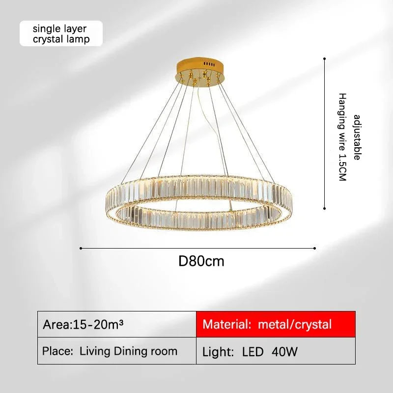 Gold Crystal Halo Chandelier