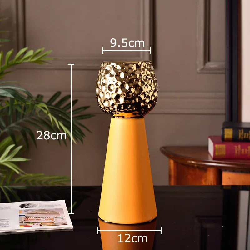 Gold Hammer Ceramic Vase