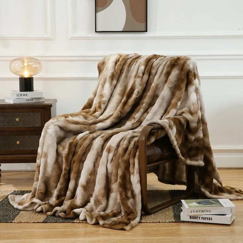DecorBites™ Fuzzy Faux Fur Blanket - Soft & Cozy Reversible Throw for Sofa & Bed