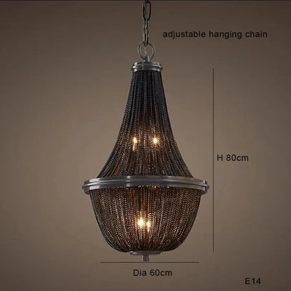 DecorBites™ Black Aluminum Chain Tassel Pendant Lights - Dimmable Classic Chandelier
