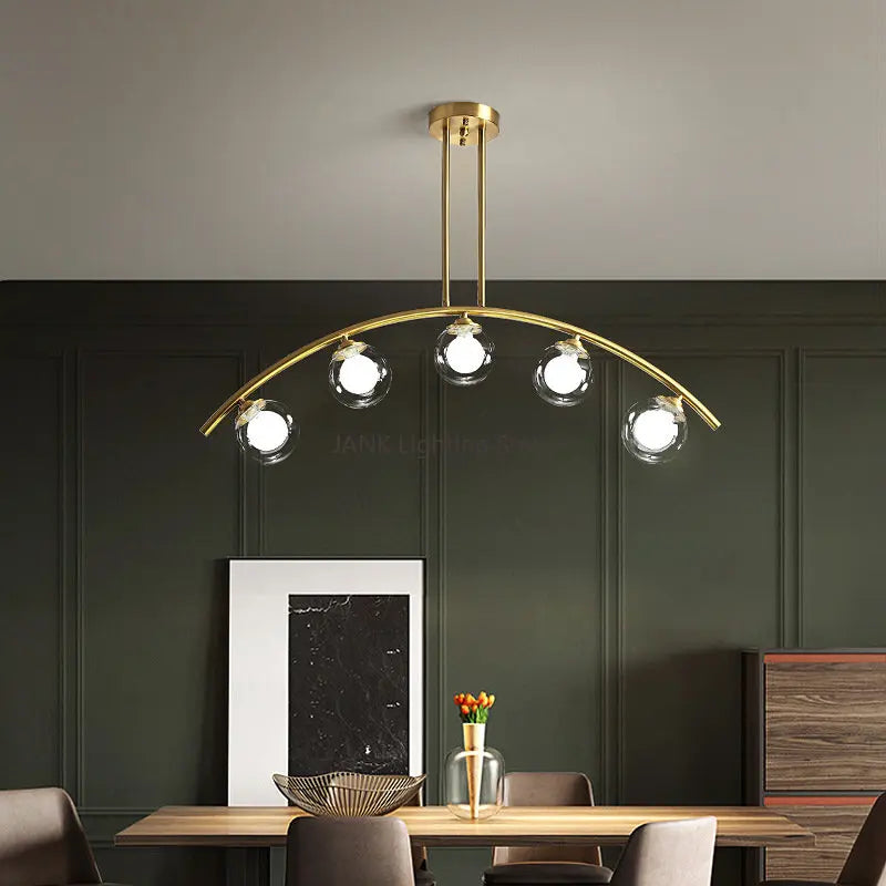 Gold Glass Minimal LED Chandelier