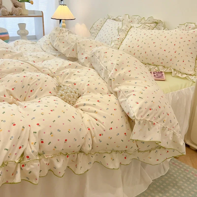 Printed Lace Bedding Set