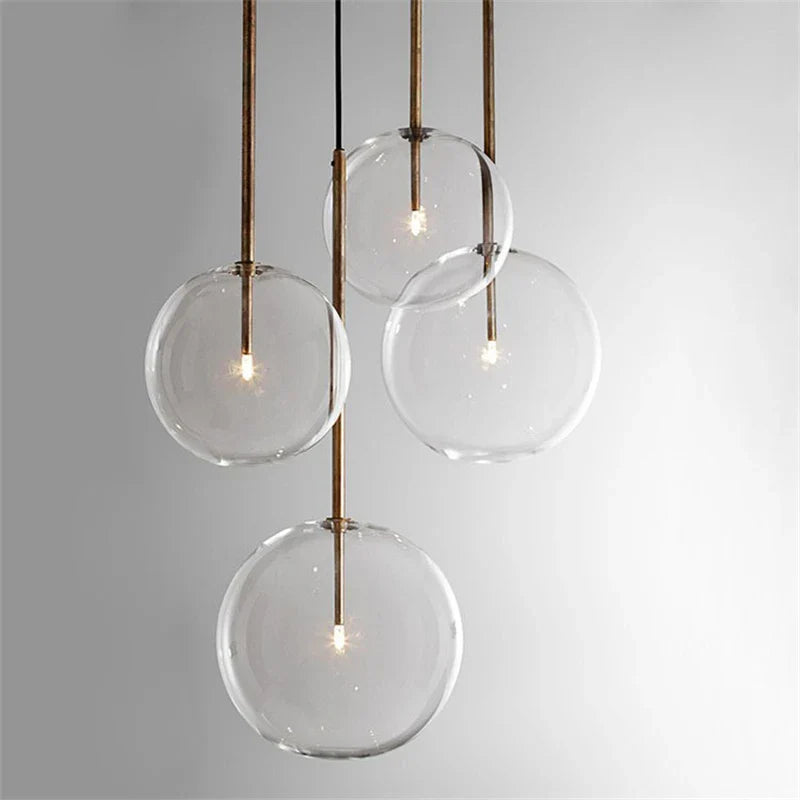 Nordic Clear Glass Globe Pendant Light in Chrome