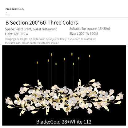 DecorBites™ Ginkgo Biloba Chandelier: Elegant Duplex Living Room Hotel Lobby Pendant Light