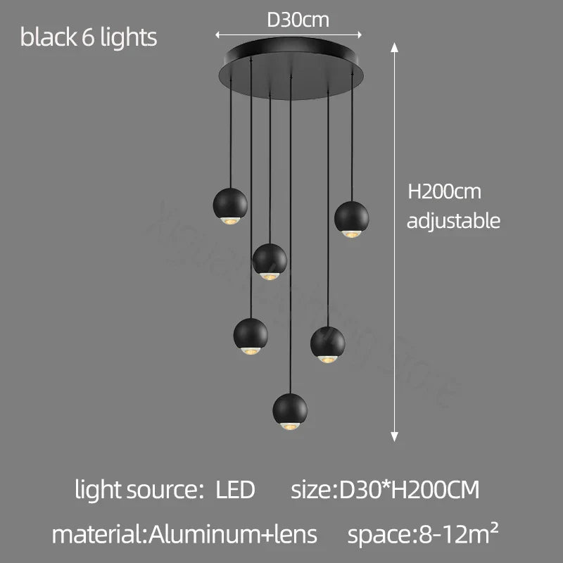 DecorBites™ Globe Lens Metal Chandelier for Living Room Kitchen Bedroom Cafe Staircase Villa