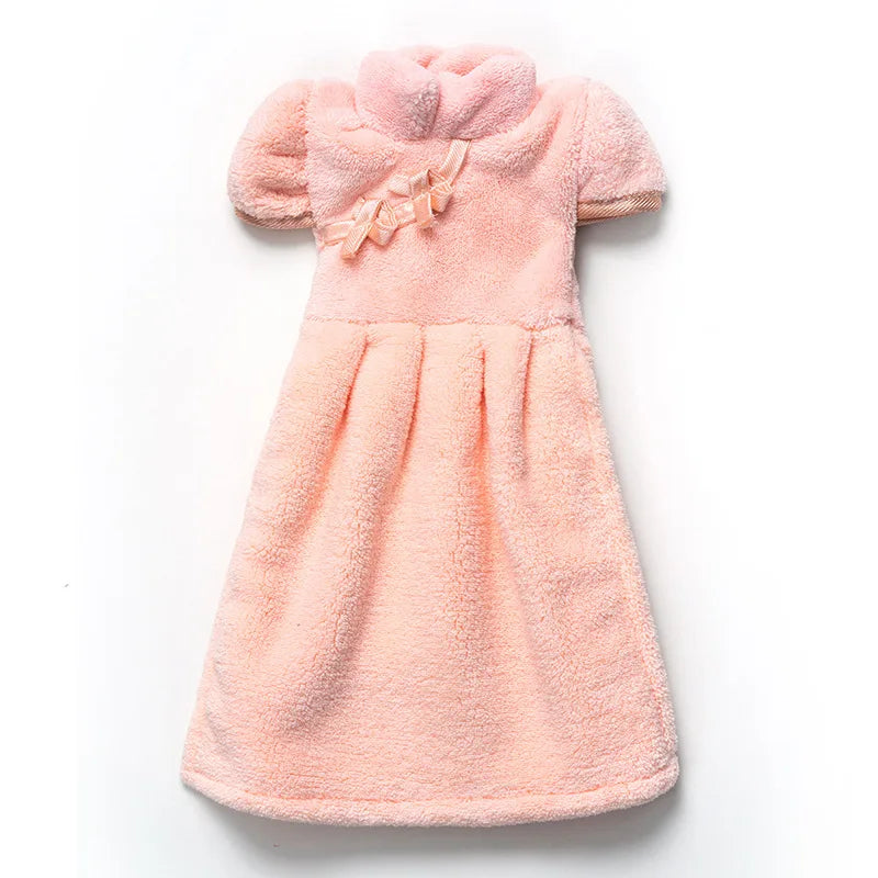 DecorBites™ Coral Fleece Cheongsam Hand Towel: Soft, Absorbent, Quick-Drying For Household & Wall Mount