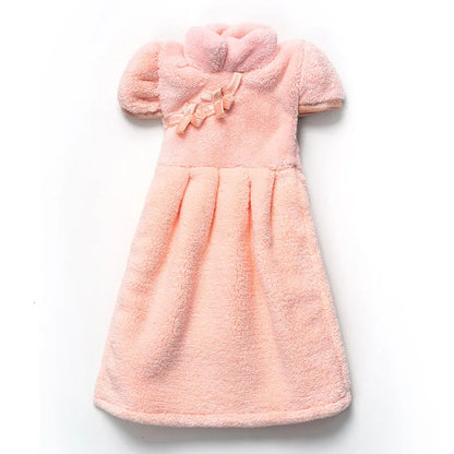 DecorBites™ Coral Fleece Cheongsam Hand Towel: Soft, Absorbent, Quick-Drying For Household & Wall Mount