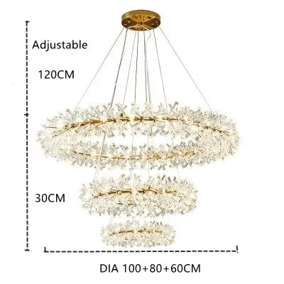 DecorBites™ Crystal Flower Chandelier: Modern Nordic Luxury LED Ceiling Lamp for Living Room