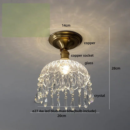 DecorBites™ Crystal Glass Luxury LED Ceiling Light for Hallway Bedroom Corridor Interior Decor