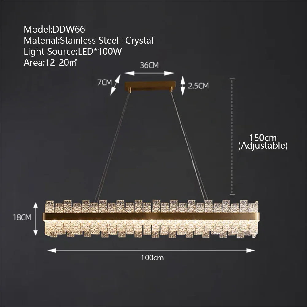 DecorBites™ Crystal LED Chandelier: Gold/Black Luxury Pendant Lighting for Home
