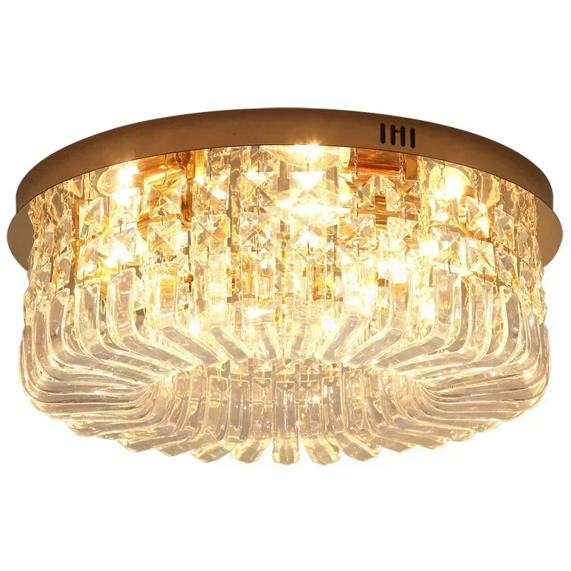 DecorBites™ Gold Crystal Ceiling Chandelier - Modern LED Pendant Lighting for Living & Dining Room