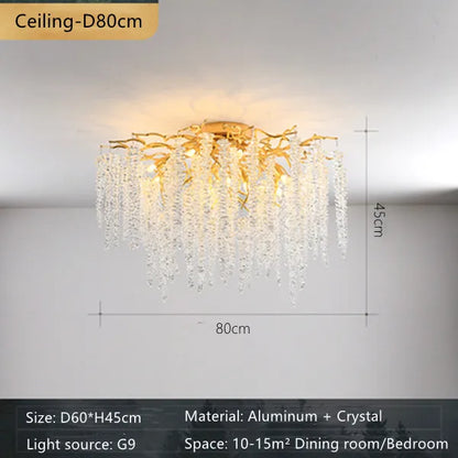 DecorBites™ Crystal Branch Chandelier: French Style Romantic Tassel Ceiling Lamp
