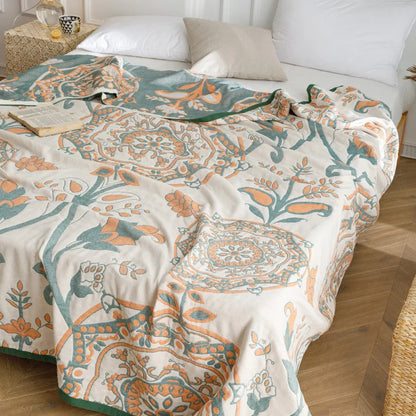 DecorBites™ Cotton Gauze Summer Blanket, Soft Breathable Single Double Bed Nap Blanket