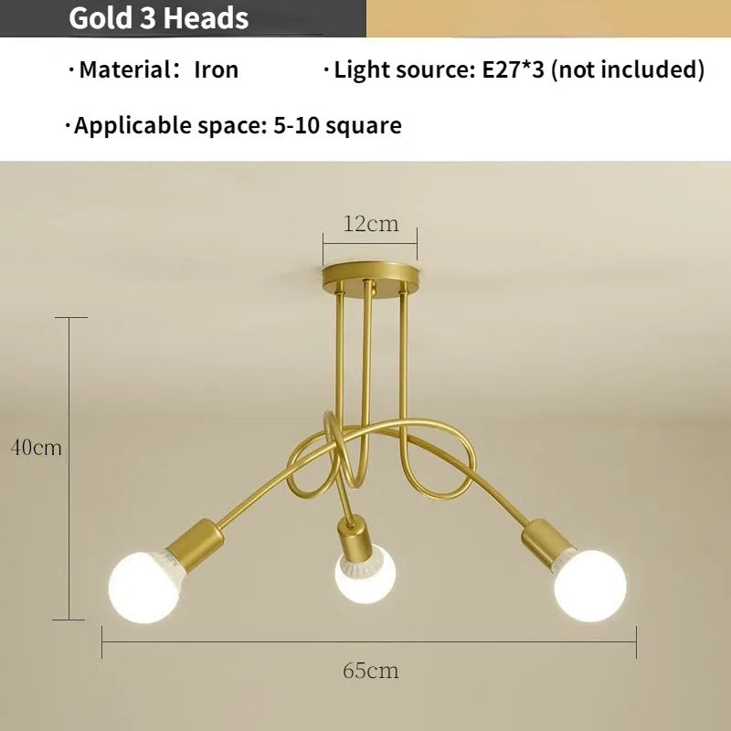 DecorBites™ Gold Black Sputnik Chandelier Pendant Light for Living Room Bedroom Farmhouse