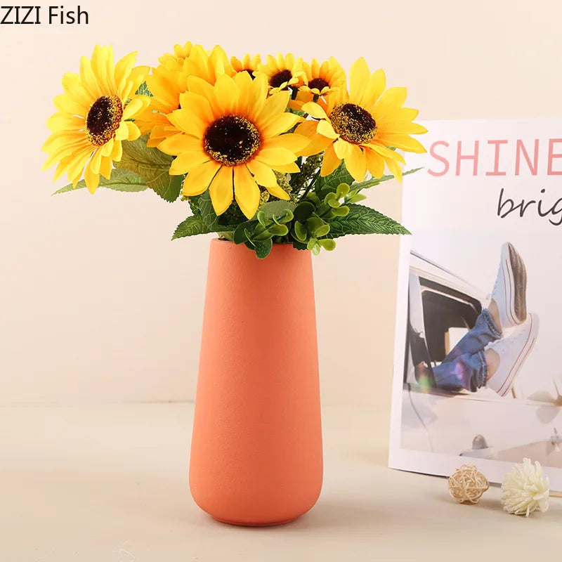 Gradient Cylinder Ceramic Vase