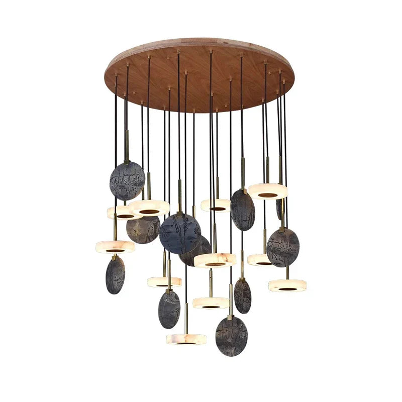 DecorBites™ Burlywood Marble LED Ceiling Chandelier for Living Room