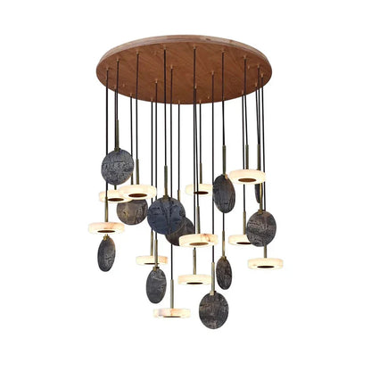 DecorBites™ Burlywood Marble LED Ceiling Chandelier for Living Room