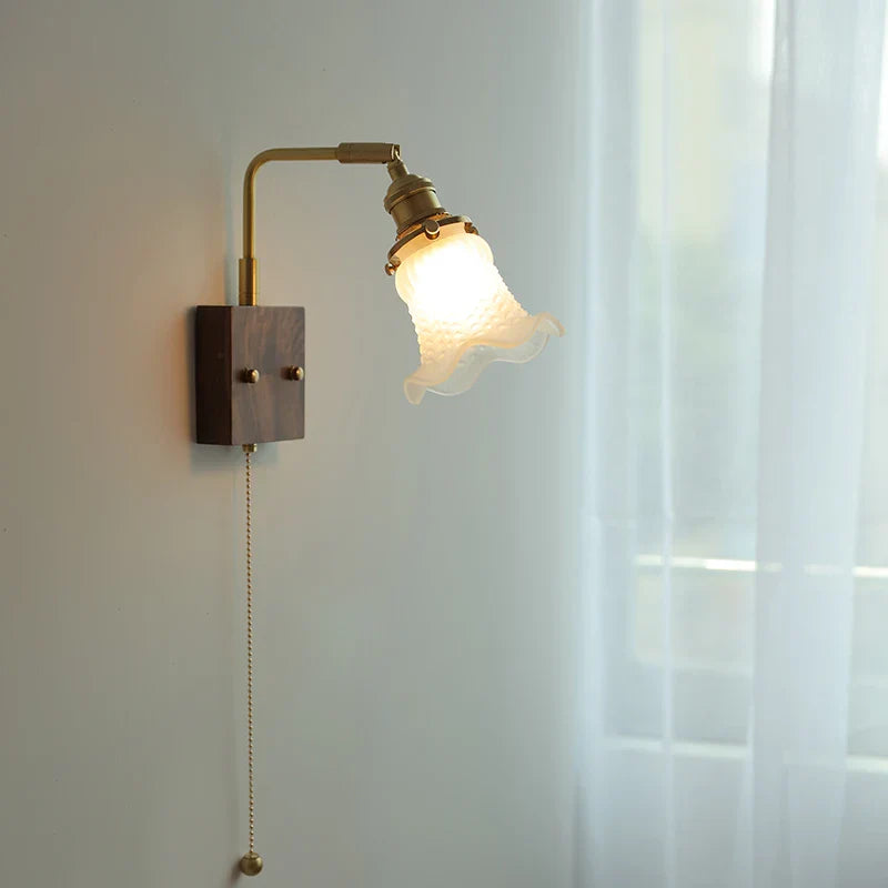 Brass Walnut Wall Sconce