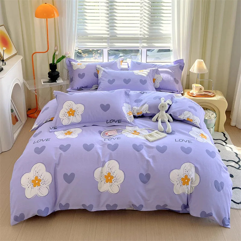 DecorBites™ Cotton Stripe Comforter Cover Set for Single Double Bed - Autumn Winter