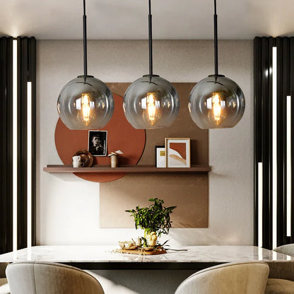 DecorBites™ Gradient Glass Chandelier: Modern Nordic Living Room Lighting for Bedroom or Restaurant
