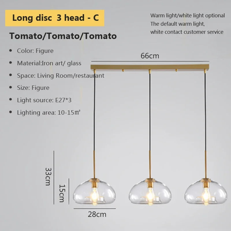 DecorBites™ Industrial Loft Glass Pendant Light for Kitchen Restaurant Decor