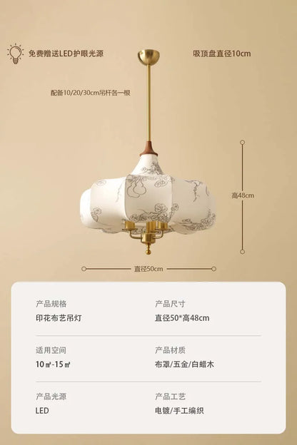 DecorBites™ Gold Lustre Medieval Fabric Pendant Lights LED E27 for Home Decor