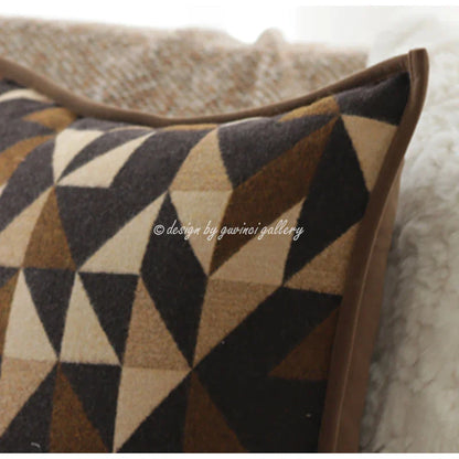 DecorBites™ Geometric Brown Leather Splicing Throw Pillow Cover 45x45cm Luxe Square Cushion Case
