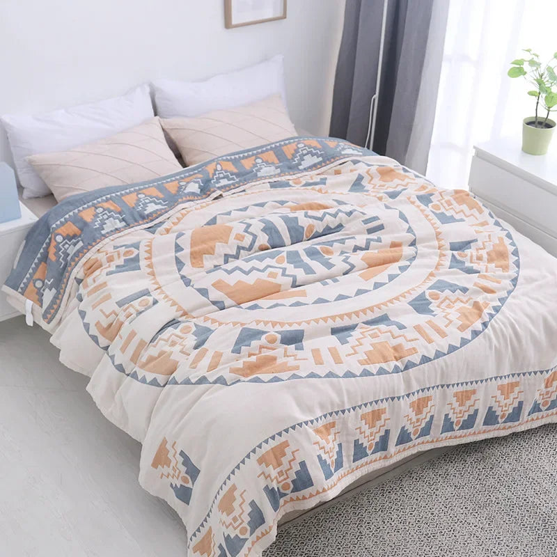 DecorBites™ Cotton Nordic Throw Blanket - Soft Summer Quilt for Single/Double Beds - Boho Home Decor Cover