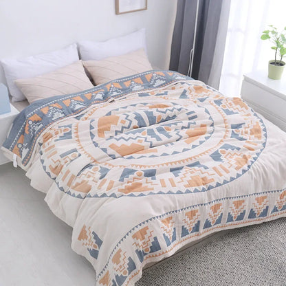 DecorBites™ Cotton Nordic Throw Blanket - Soft Summer Quilt for Single/Double Beds - Boho Home Decor Cover