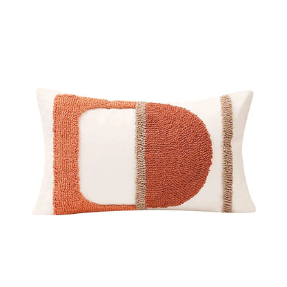 DecorBites™ Gematric Tufted Burnt Orange Half Circle Cushion Cover for Living Room