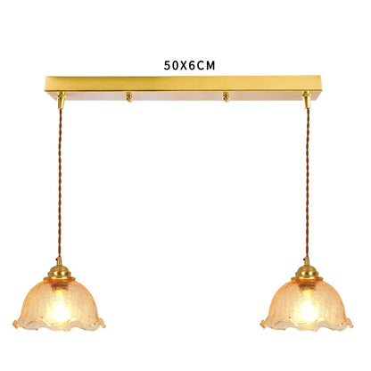 DecorBites™ Cracked Glass Copper Wooden Pendant Light for Home Indoor Living Room
