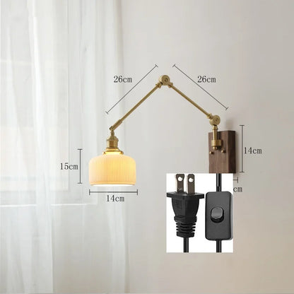 DecorBites™ Copper Wall Lamp with Pull Chain Switch, Nordic Design, LED Bulb, Ceramic Lampshade