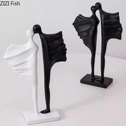 DecorBites™ Abstract Lovers Resin Sculpture Modern Decor Ornaments - Couple Figures Statue
