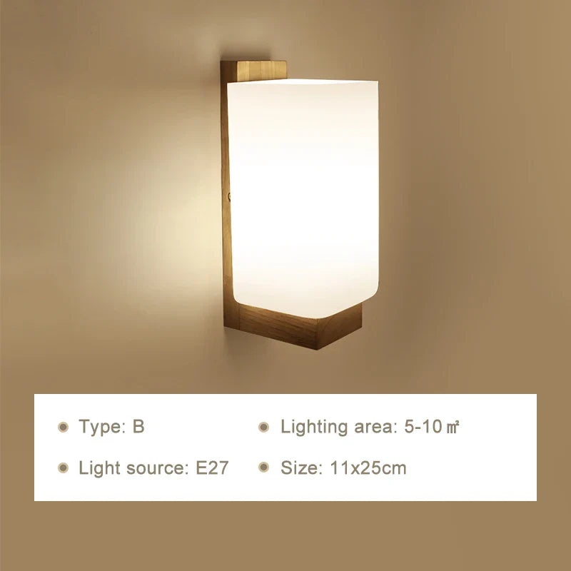 DecorBites™ LED Wooden Wall Lamps for Bedroom Stairs Interior Lighting Sconce Fixtures