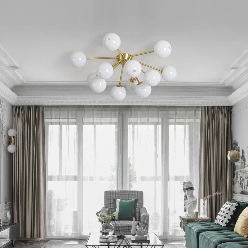 DecorBites™ Glass Ball LED Ceiling Chandelier for Modern Living Room and Bedroom Lighting