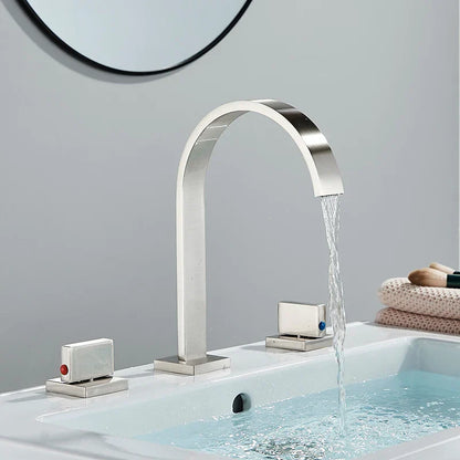 DecorBites™ Dual Handle Gold Basin Faucet - Deck Mounted Hot/Cold Water Mixer Tap